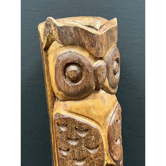 Vintage Carved Solid Wood Owl Sculpture For Sale In New York - Image 6 of 10