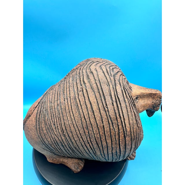 Brown Rare Signed Raul Coronel Ceramic Lion Sculpture Monumental Mid-Century 1960s For Sale - Image 8 of 17