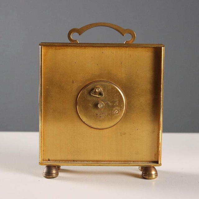 Metal Vintage Brass Mechanical Clock from Imhof, Switzerland, 1950s For Sale - Image 7 of 10