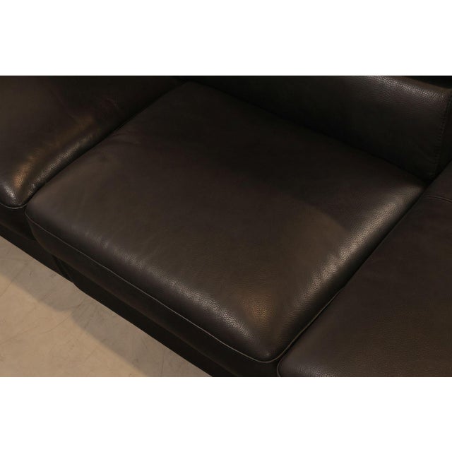 Animal Skin Italian Homes Contemporary Black Leather Sectional Sofa For Sale - Image 7 of 18