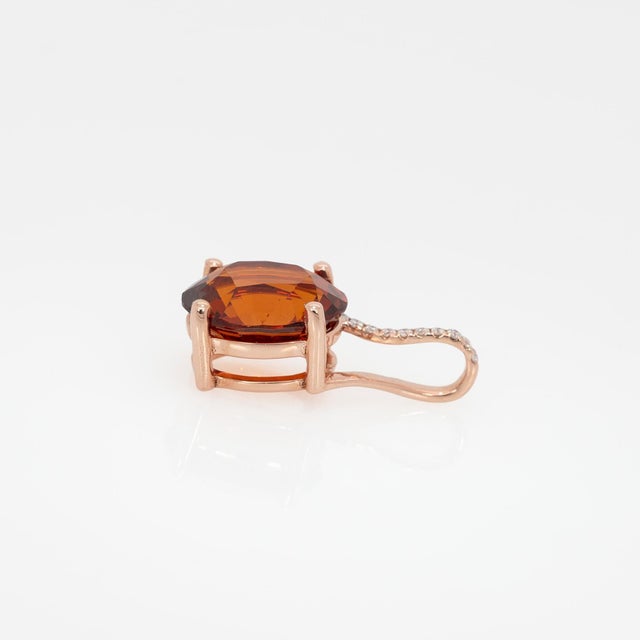 2020s 2.6cts Spessartine Pendant With Natural Diamonds Accents: Solid 14k Gold, For Sale - Image 5 of 7