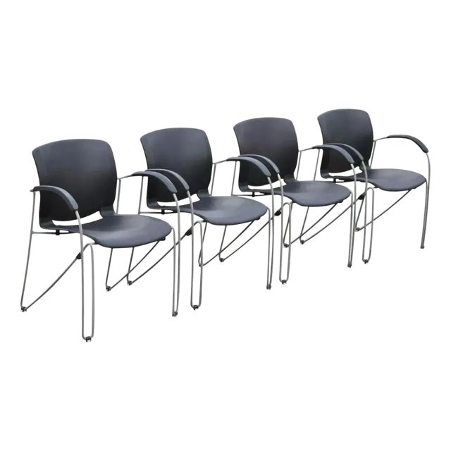 Haworth Zooey Chu Modern Stacking Waiting Room Office Dining Chairs - Set of 4 For Sale