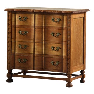 Small Brutalist Danish Oak Chest of Drawers, 1960s For Sale