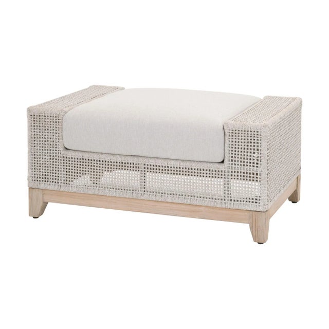 Contemporary Tropez Teak & Rope Outdoor Ottoman For Sale - Image 3 of 5