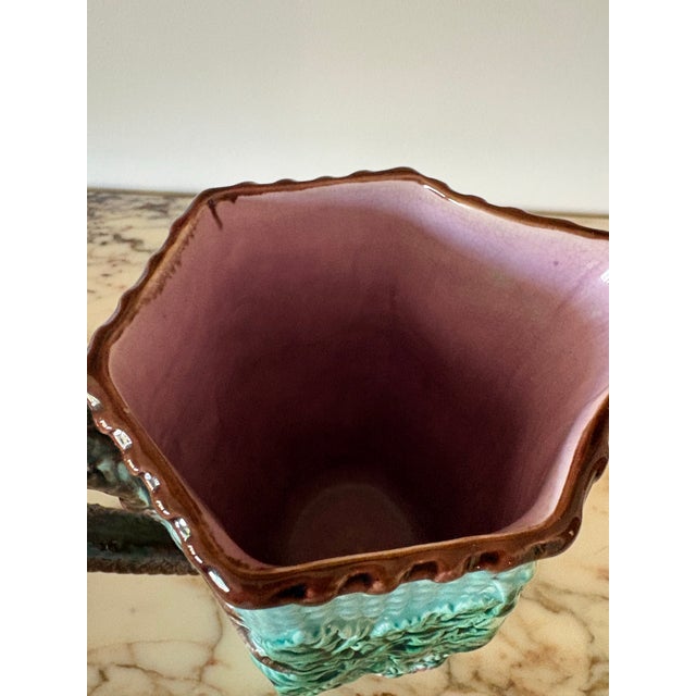1880 English Majolica Hexagonal Pitcher For Sale - Image 9 of 12