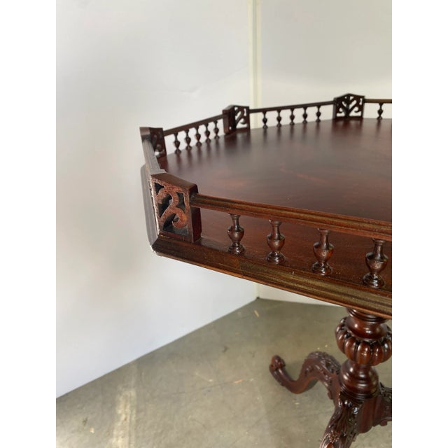 1930s Mahogany Gallery Edge Chippendale Style Tea Side Table | Chairish