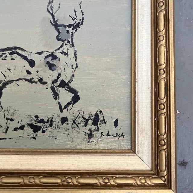 Original 8 x 10 painting on canvas board signed bottom right Overall size with vintage frame is 11 x 13