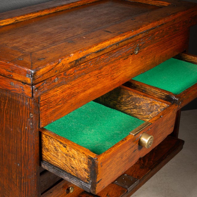 Antique Machinist's Oak Tool Chest c.1920 For Sale - Image 9 of 13
