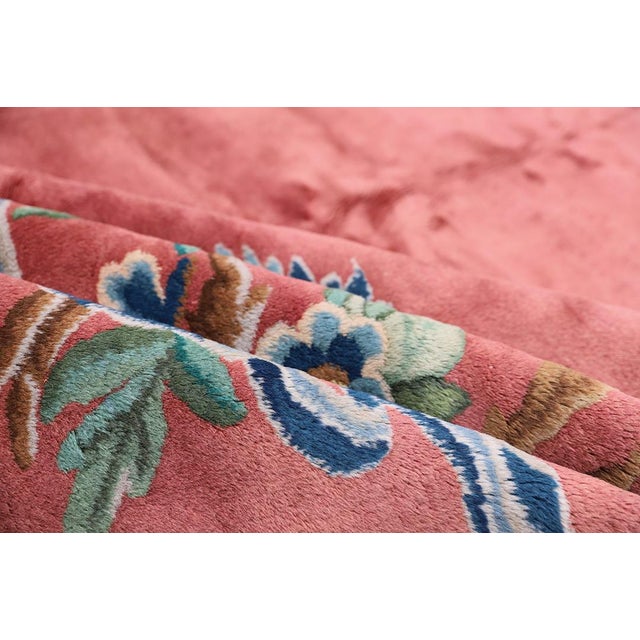 9'x12 Vintage Chinese Art Deco Rug | Terra-Cotta Red Wool Rug For Sale - Image 9 of 9