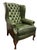 Vintage Forest Green Leather Wingchair For Sale - Image 5 of 5