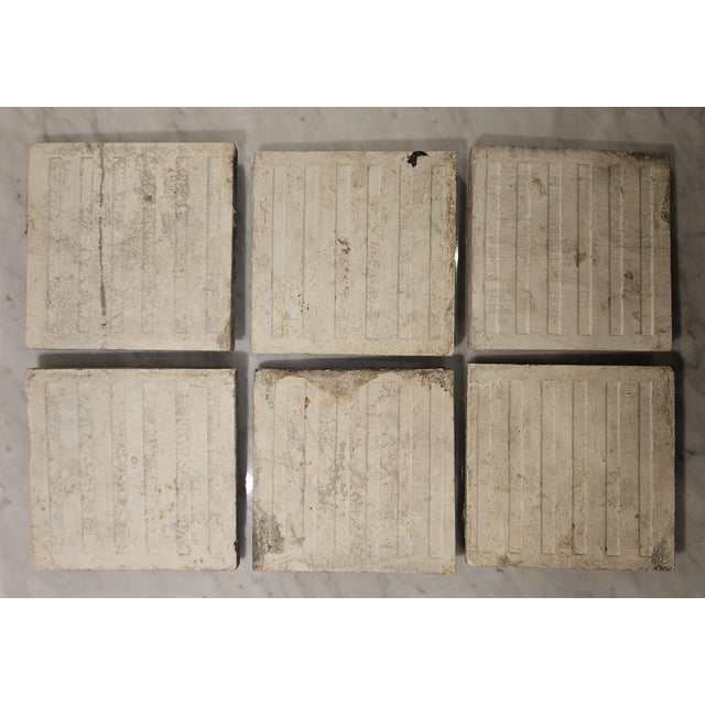 6 Stunning Embossed Chrysanthemum Tiles For Sale - Image 11 of 12