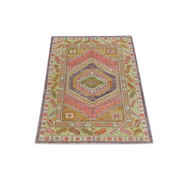 Modern Turkish Oushak Rug 5' x 7' For Sale In Houston - Image 6 of 7