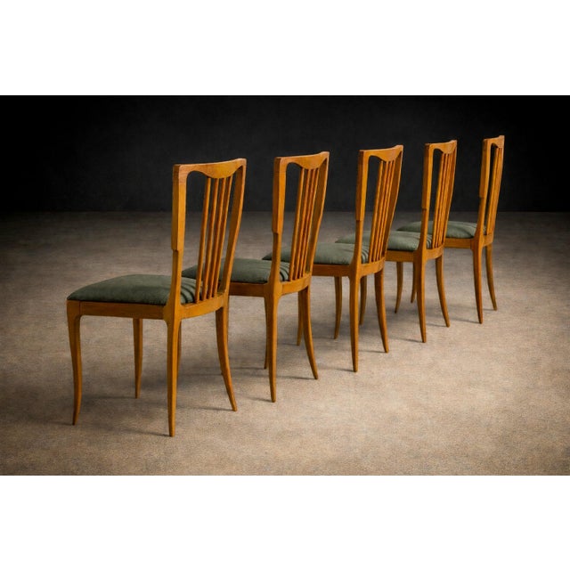1950s Set of 5 Dining Chairs in Caviuna Wood & Fabric, Giuseppe Scapinelli, 1950s - Lot 706 For Sale - Image 5 of 10