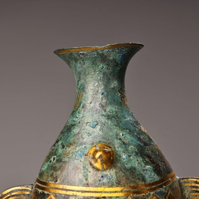 1950s Pair of Vintage Bronze Fish Vases With Gold Inlay - 3.3 LBS Each For Sale - Image 5 of 9