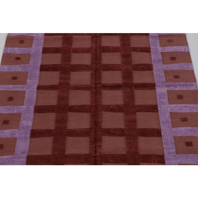 Rug & Kilim Rug & Kilim’s Indian Dhurrie Rug in Red and Purple Geometric Pattern For Sale - Image 4 of 9