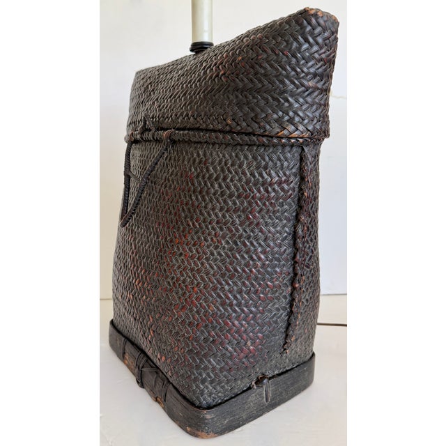 1960's Asian Wicker Basket Table Lamp For Sale In Miami - Image 6 of 8
