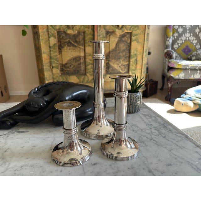 Silver-Plated Luise Candlesticks attributed to Lambert, 1960s, Set of 3 For Sale - Image 4 of 18