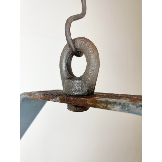 Industrial Grey Enamel Factory Spotlight Hanging Light with Glass Cover, 1950s For Sale - Image 12 of 18