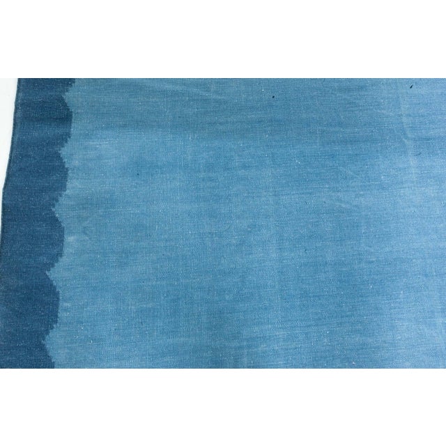 Mid-Century Modern Doris Leslie Blau Vintage Indian Dhurrie Blue Rug For Sale - Image 3 of 8