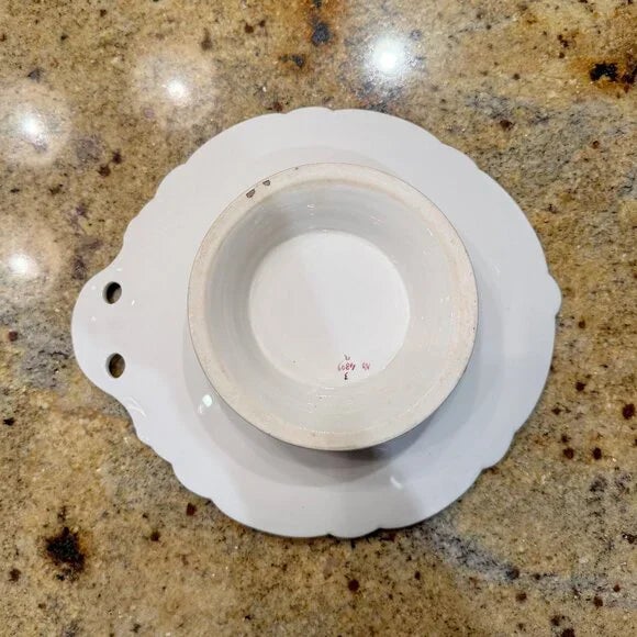 Traditional Anqitue Green Footed Cake Plate WIth Floral Spray Center For Sale - Image 3 of 5