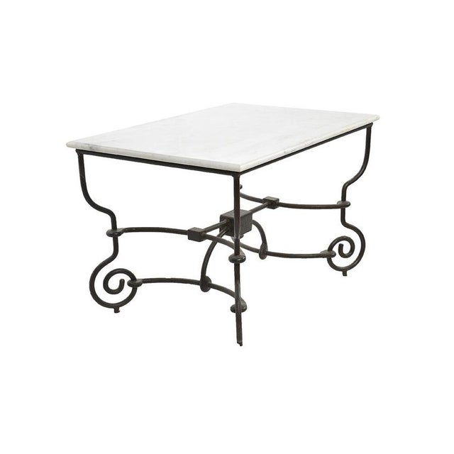 Iron Table with Marble Top, in Good conditions. Designed before 1890 This piece is designed in the style of the selected...