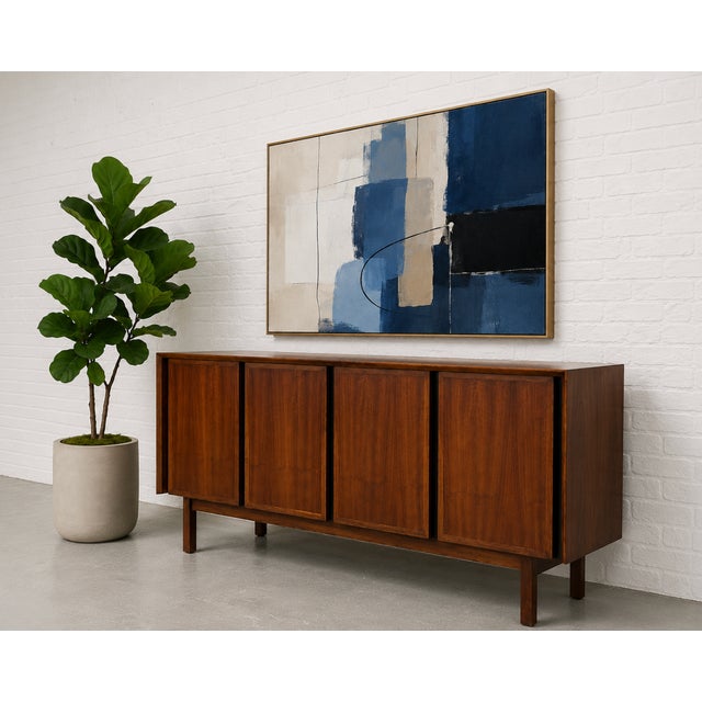 Dillingham Simple + Classic Walnut Mid Century Modern Credenza / Media Stand / Sideboard by Dillingham, C. 1960's For Sale - Image 4 of 11