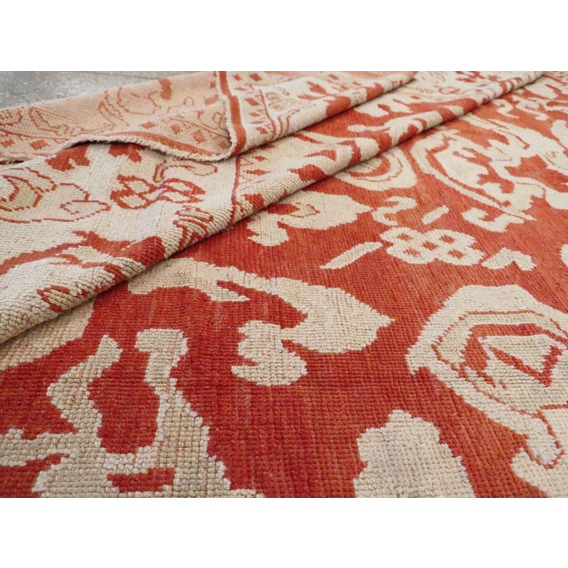 Terra Cotta Galerie Shabab Collection Early 20th Century Turkish Oushak Room Size Carpet For Sale - Image 8 of 8