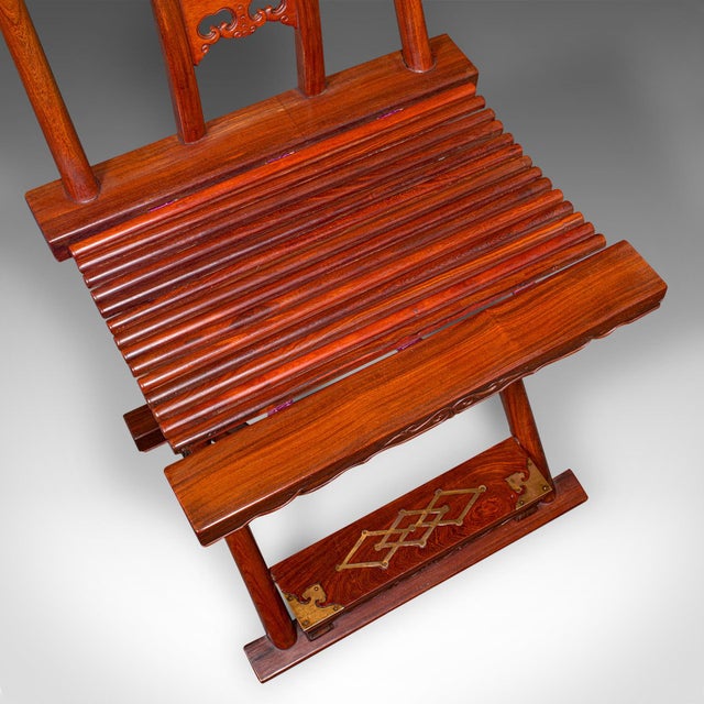 Vintage Folding Veranda Chair, Oriental, Teak Campaign Seat, Art Deco, c.1930 For Sale - Image 9 of 12