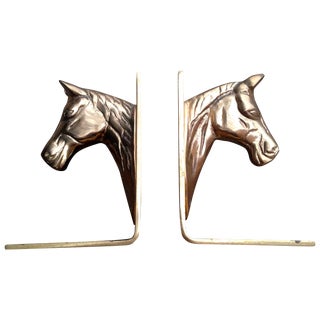 Horse Head Brass Bookends - A Pair For Sale