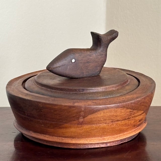 Primitive Turned Wood Trinket Box W/ Nautical Motif For Sale - Image 13 of 18