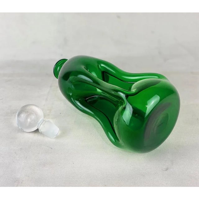 Green Crystal Licorera and Transparent Cap, 1970s For Sale - Image 4 of 7