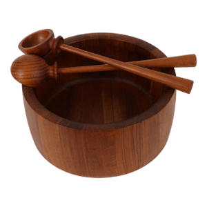 Richard Nissen Danish Modern Staved Teak Salad Bowl With Servers
