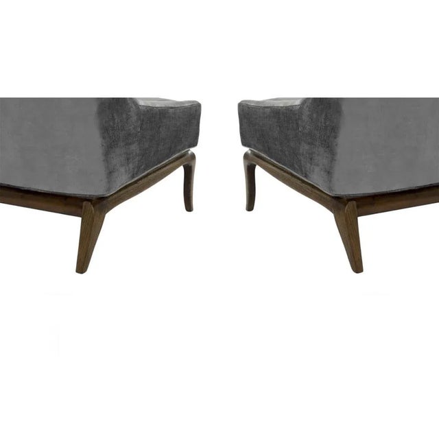 Wood T.H. Robsjohn-Gibbings Tufted High Back & Ebonized Chairs for Widdicomb - A Pair For Sale - Image 7 of 8