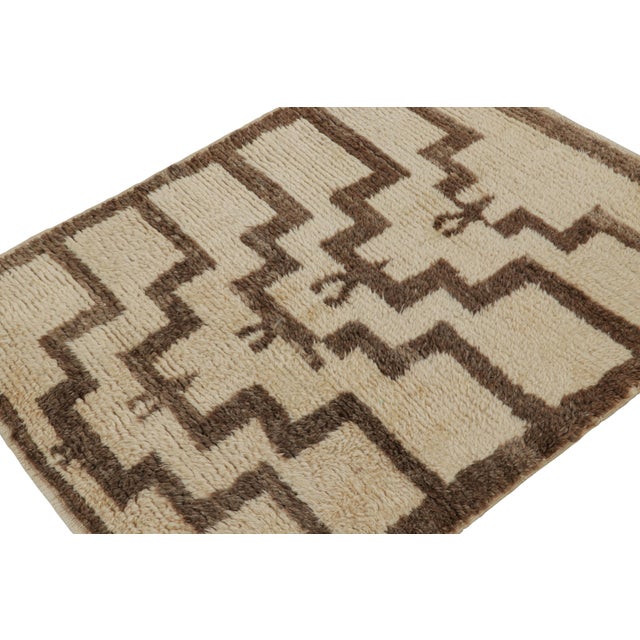 Rug & Kilim Vintage Tulu Rug in Beige, With Brown Geometric Patterns, From Rug & Kilim For Sale - Image 4 of 7