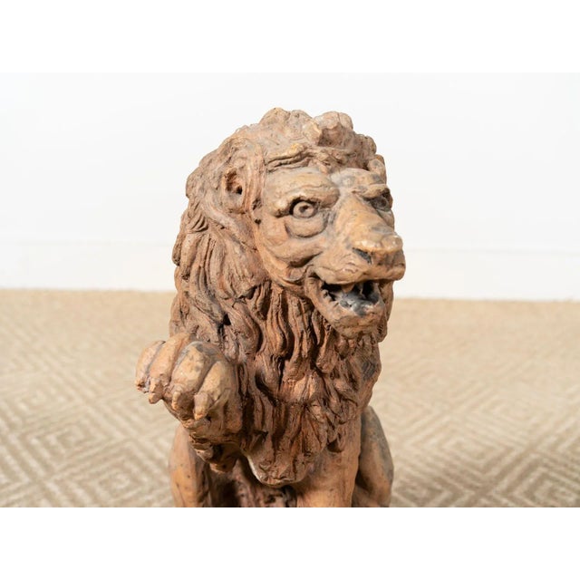 Antique Terracotta Lion Figure For Sale - Image 4 of 7