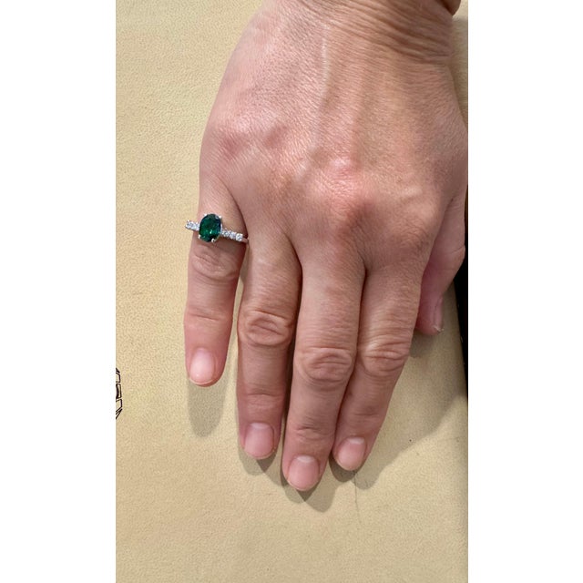 1.2 Carat Natural Oval Green Tourmaline + Diamond Ring 14 Karat Yellow Gold For Sale - Image 11 of 18