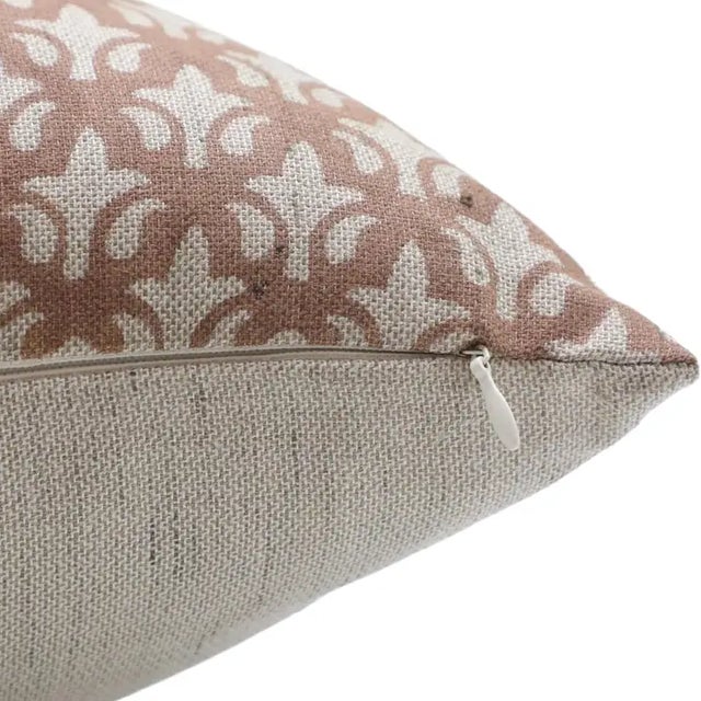 Art Deco Fabdivine Handcrafted Block Print Cushion Cover 14x14 Inch Linen Blend- Rajputana Jaal For Sale - Image 3 of 4