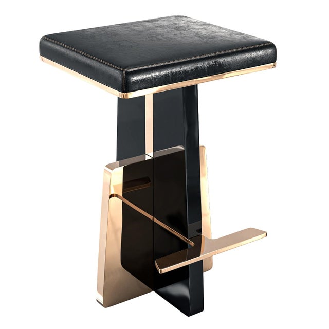 Not Yet Made - Made To Order "Diamente" Bar Stool With Stainless Steel and Bronze For Sale - Image 5 of 7