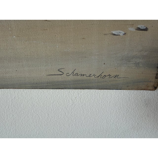 1980s Schamerhorn Black Lamborghini Countach on Sandy Beach Oil on Canvas Painting – Signed, Unframed For Sale - Image 11 of 14