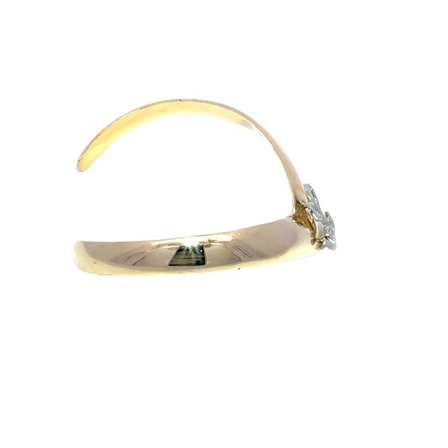 14k Yellow Gold Open Cuff Diamonds Inlaid Letter "L" Bangle For Sale In New York - Image 6 of 9