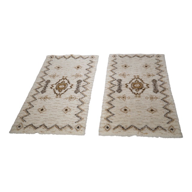 Mid-Century Moroccan Berber Wool Rugs, 1960s, Set of 2 For Sale