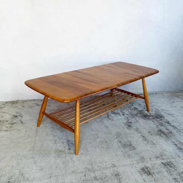 Model 459 Coffee Table with Magazine Shelf in Elm and Beech by Lucian Ercolani for Ercol, 1960s For Sale - Image 9 of 9