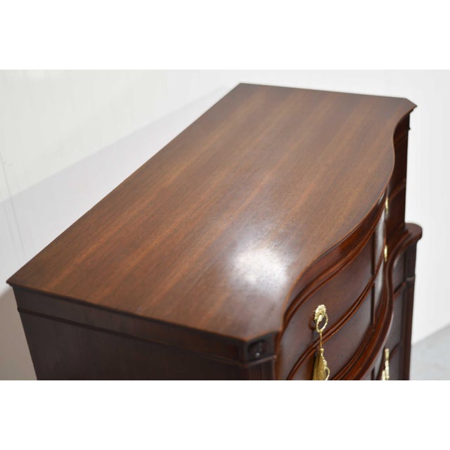 Vintage Mahogany Tallboy Dresser With Serpentine Front the Kentmark by Kent Coffey For Sale - Image 10 of 13