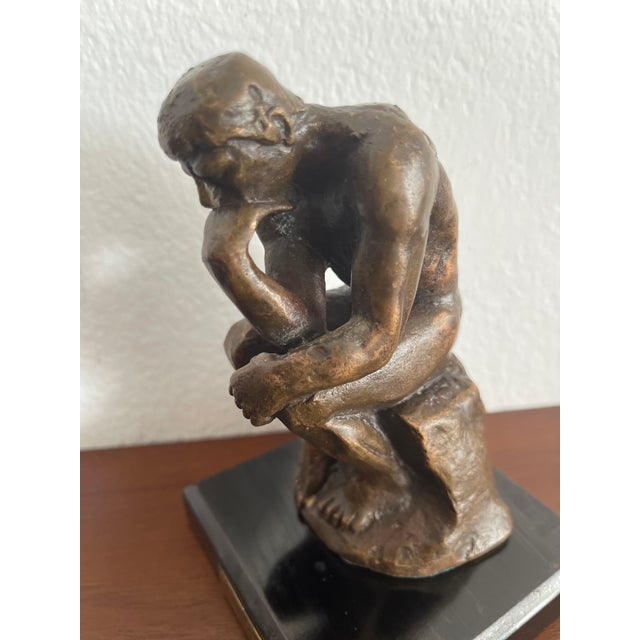 Decorative Bronze Reproduction Sculpture of The Thinker after Auguste Rodin from Hachette For Sale - Image 9 of 12