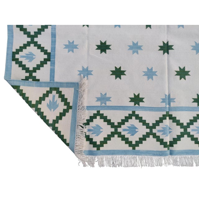 Handmade Cotton Star and Gingham Rug For Sale - Image 10 of 11