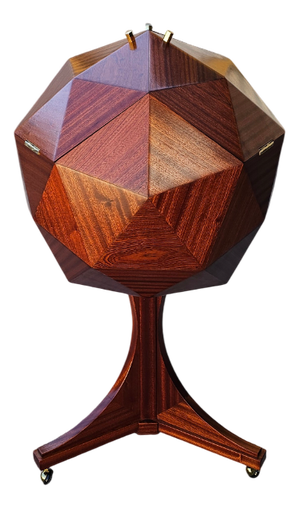 Polygonal Bar Cabinet in Mahogany and Brass by Vuillermoz, 1960s