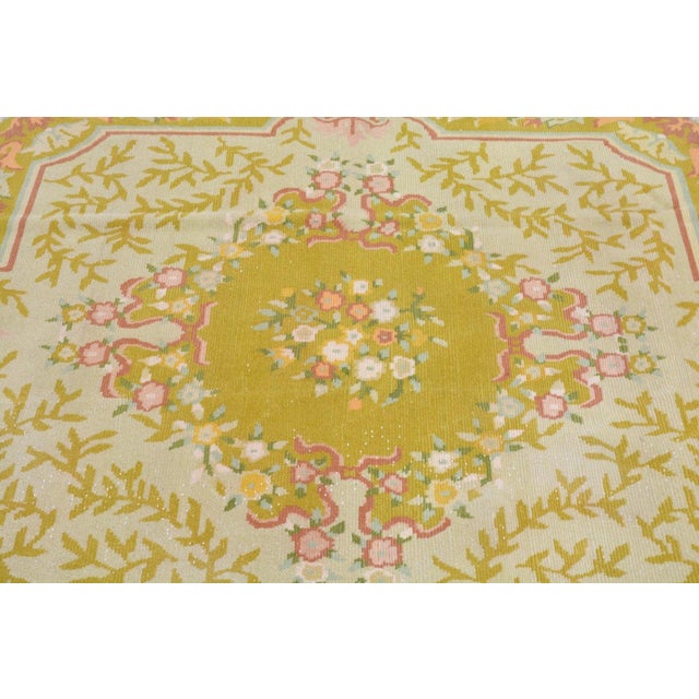 Vintage Chinese Art Deco Hand Knotted Wool Rug, 4'9x4'10 For Sale - Image 4 of 5