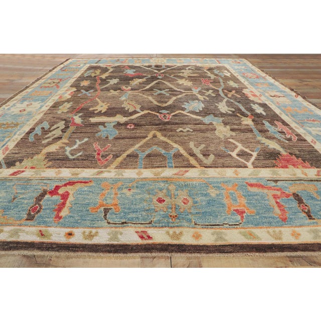 Textile Modern Style Turkish Oushak Rug, 09'01 X 12'02 For Sale - Image 7 of 9