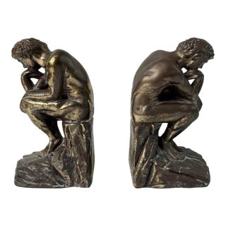 Vintage Brass Bookends “The Thinker” - A Pair For Sale