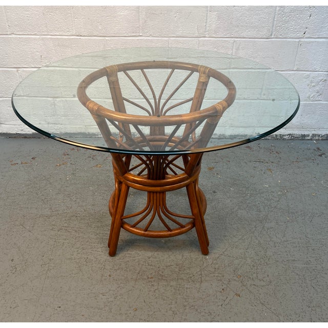Late 20th Century Vintage Boho Wicker Rattan and Bamboo Dining Set For Sale - Image 5 of 14